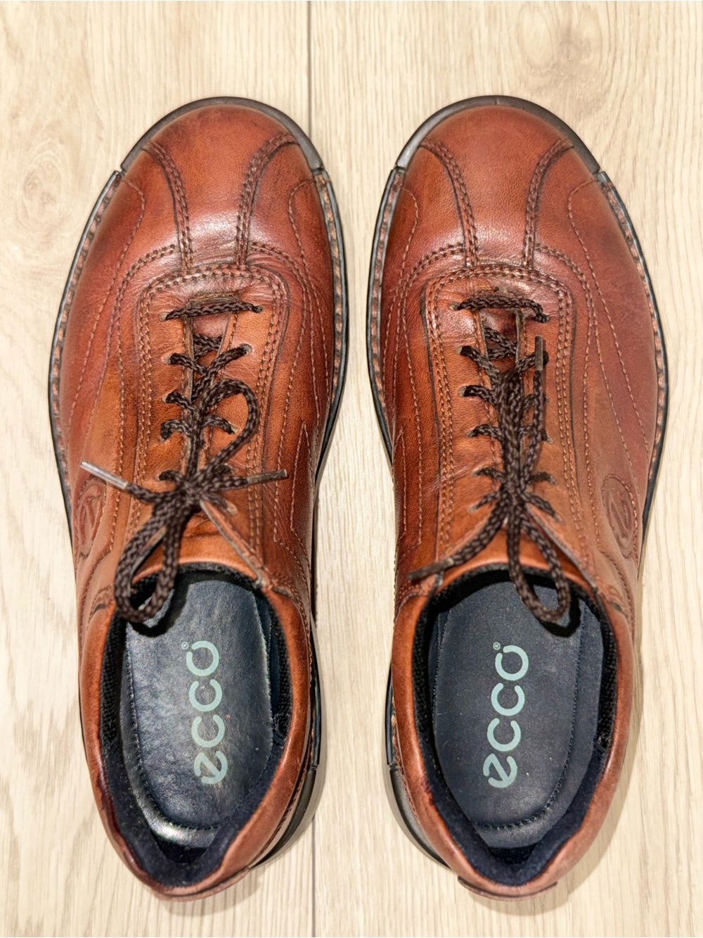 Ecco Neoflexor Mens Size EU 40 US 6.5 Brown Leather Lace Up Oxfords Casual Shoes